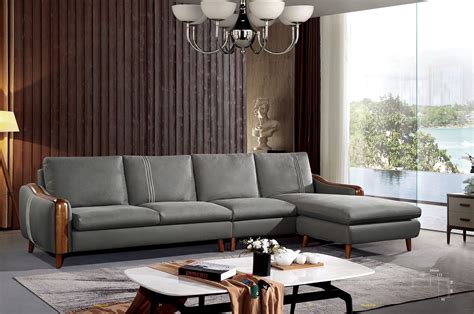 L Shaped First Layer Leather Sofa Living Room Sofa Design Corner
