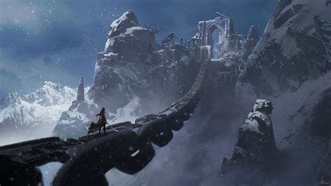 Wallpaper Mountains Fantasy Art Snow Sword Chains Terrain
