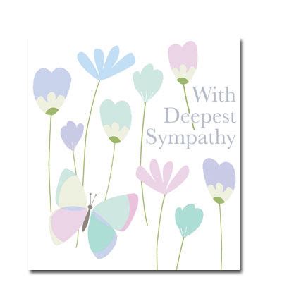 Express your condolences and thoughts of sympathy in words. Butterfly and Flowers With Deepest Sympathy Card - Karenza ...