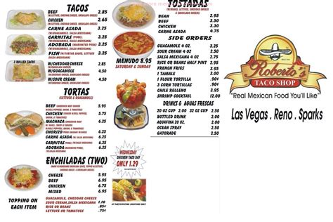 Online Menu Of Robertos Taco Shop Restaurant Las Vegas Nevada 89115