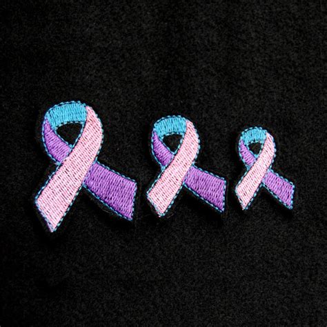 Three Color Thyroid Cancer Awareness Ribbon Machine Embroidery Design