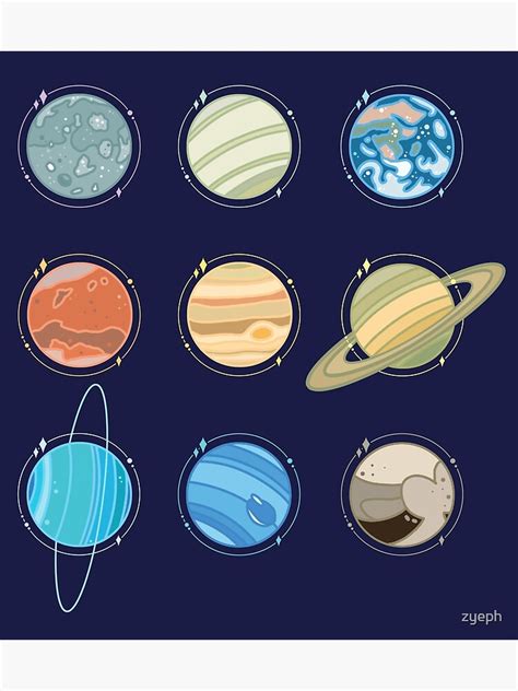 Cute Aesthetic Planets Poster By Zyeph Redbubble