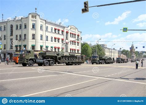 Soviet Tank Destroyers Su 100 Are Transported On Military Parade