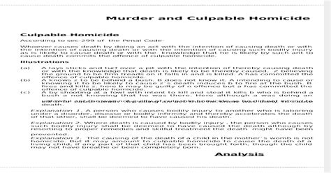 Murder And Culpable Homicide Pdf Document