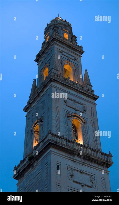 Campanile Bell Tower Of The Duomo Cathedral At The Blue Hour Piazza