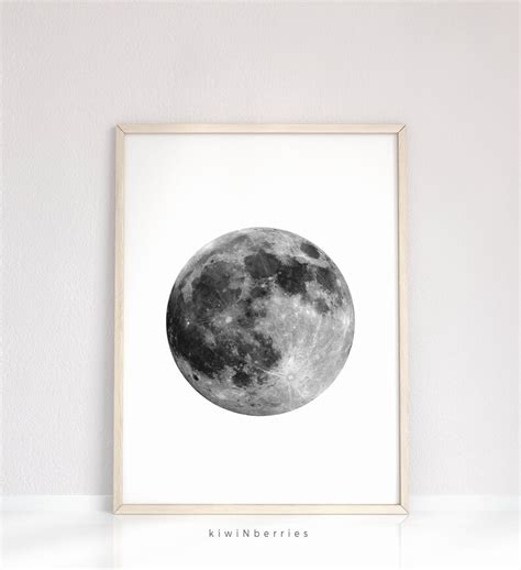 Moon Print Moon Printable Art Moon Phases Wall Art Simple Etsy