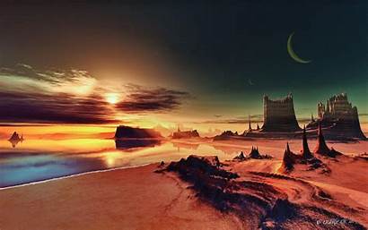 Landscapes Desktop Digital Alien Sunset Planet Sky