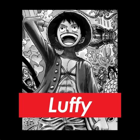 Monkey D Luffy One Piece Supreme Logo Mens T Shirt By Stroodle Doodle
