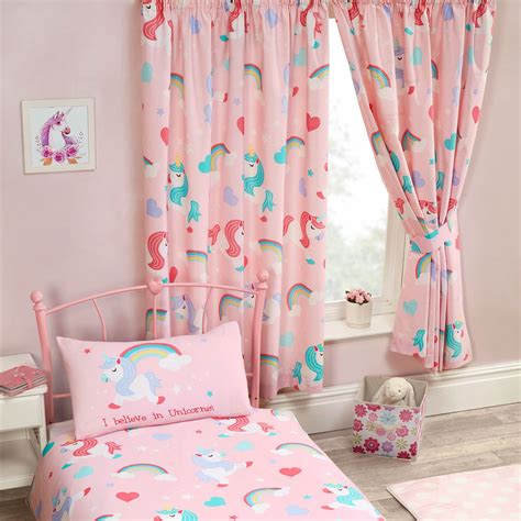 Pink gingham curtains are one of the most popular ready made curtains on the home improvement retail market today. GIRLS BEDROOM CURTAINS 66" x 72" - UNICORNS, STRIPES ...