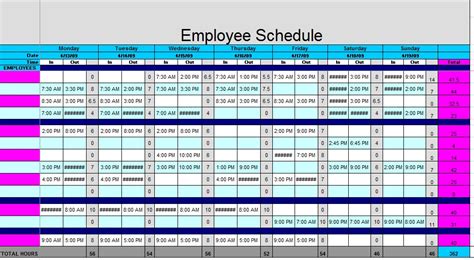 Printable Employee Schedule Template Download Printable Templates