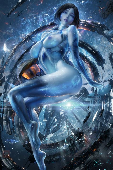 Rule 34 2d Artificial Intelligence Blue Skin Breasts Cortana Halo Series Halo 4 Hologram