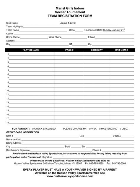 Football Tournament Registration Form Template Word Fill Out And Sign