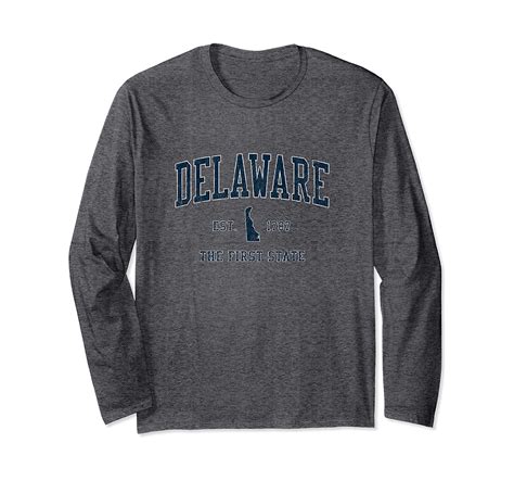 Retro Delaware Long Sleeve T Shirt Vintage State Sports Tee