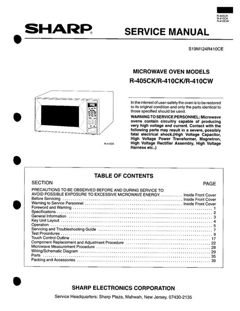 Wiring Diagram Sharp Microwave Wiring Diagram