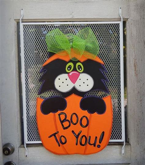 Black Cat Door Hanger Halloween Door Hanger Fall Door Hanger