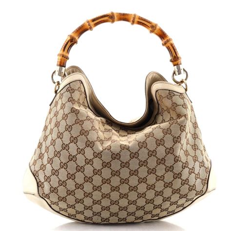 Gucci Bamboo Peggy Hobo Gg Canvas Medium For Sale At 1stdibs