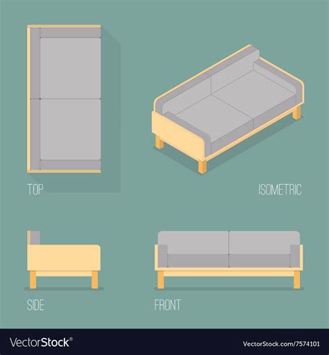 Set Of Modern Sofa Isometric Drawing Royalty Free Vector