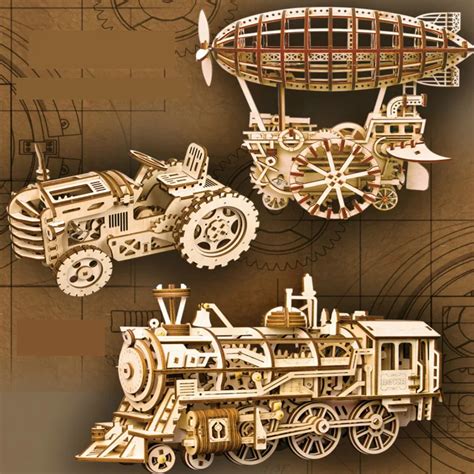 Creative Diy Laser Cutting 3d Mechanical Model Wooden Puzzle Playmobil