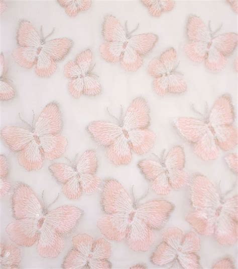 Sew Sweet Sequin Fabric Light Pink Butterfly Border