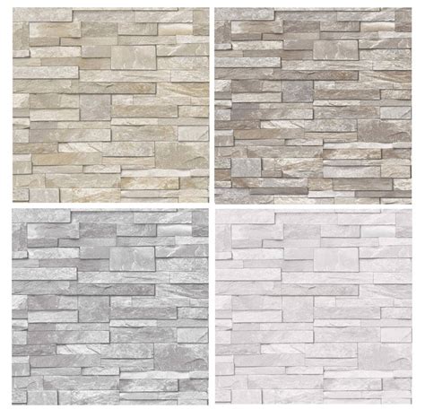 3d Slate Stone Brick Effect Wallpaper Washable Vinyl