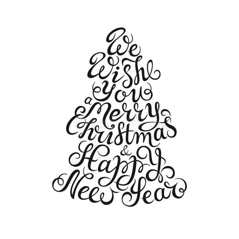 Hand Drawn Lettering We Wish You A Merry Christmas And Happy New Year