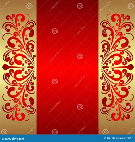 Elegant Red Background With Royal Borders Stock Vector Illustration