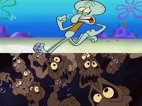 Squidward Scared Of Polyps By Gojirafan1994 On Deviantart