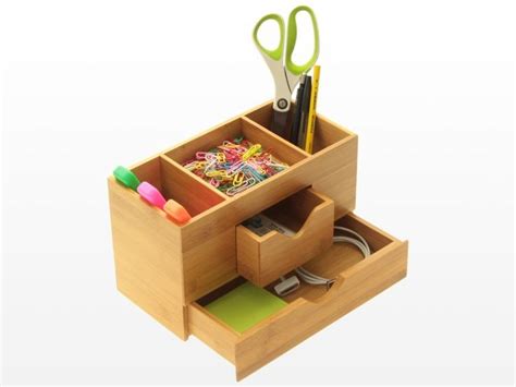 Desk Tidy Stationery Box Desk Organiser Bamboo Office Supplies