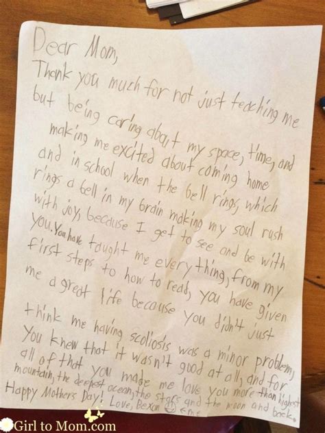 Moms Letter From Son Girl To Mom