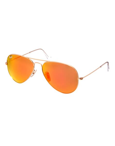 Lyst Ray Ban Orange Mirror Aviator Sunglasses In Metallic