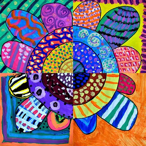 A Colorful Painting With Many Different Colors And Designs On Its