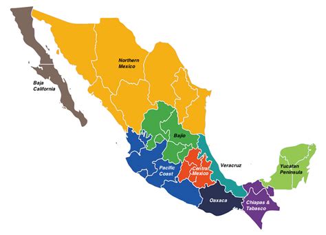 List Of Regions Of Mexico In 2021 Mexico Map Mexico Mexico Travel