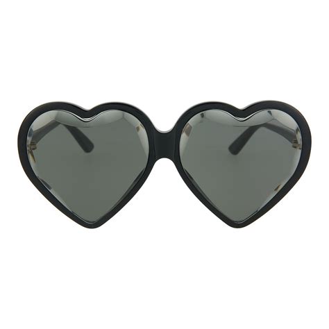 Women S Oversized Heart Sunglasses Shiny Black Gucci Touch Of Modern