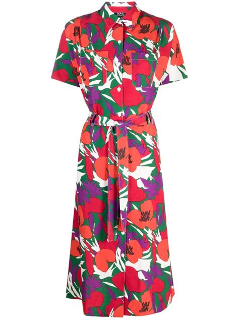Apc Drew Floral Print Shirt Dress Farfetch