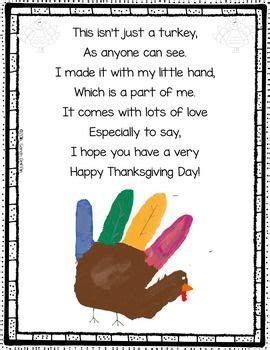 Literacy minute turkey poems for thanksgiving 2. Turkey Handprint Poem for Thanksgiving | Thanksgiving ...