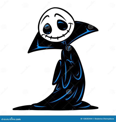 Funny Black Cloak Ghost Nightmare Character Cartoon Stock Illustration