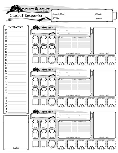 E Encounter Sheet Dungeons And Dragons E Dungeons And Dragons