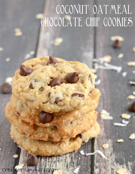 Mix in the oats and chocolate chips. Coconut Oatmeal Chocolate Chip Cookies - Creations by Kara