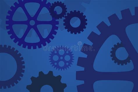 Mechanical Gears In Blue For Industry And Process Concept Stock
