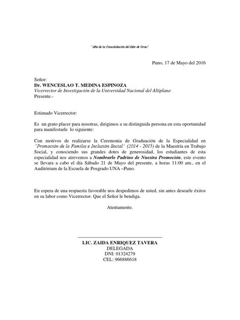 Carta Nombramiento De Padrino Pdf