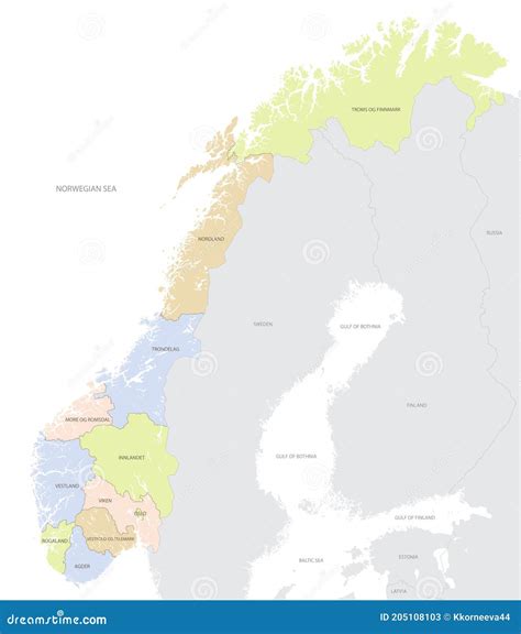 Norway Location Map In Europe With Administrative Divisions Of The