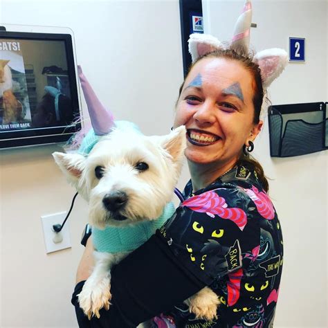 Kisses Had At Vet Visit Today And Her Favorite Technician Lisa Was Dressed Up As A Unicorn Just