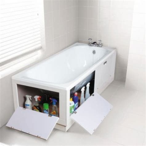 This white bath storage front panel conceals the underneath of your bath tub as well as hiding away any plumbing and pipework, perfect for a clean and tidy . bath-panel-uk Images - Frompo - 1