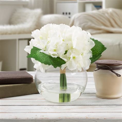 Shop Hydrangea Artificial Silk Floral Arrangement With Vase And Faux