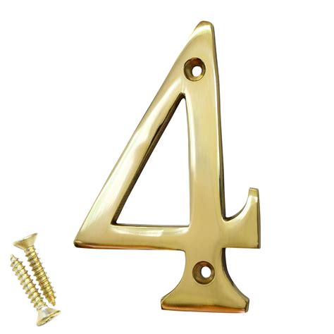 Number Br Brass Modern Curvy House Number Polished Brass Finish Inch Metal Signage