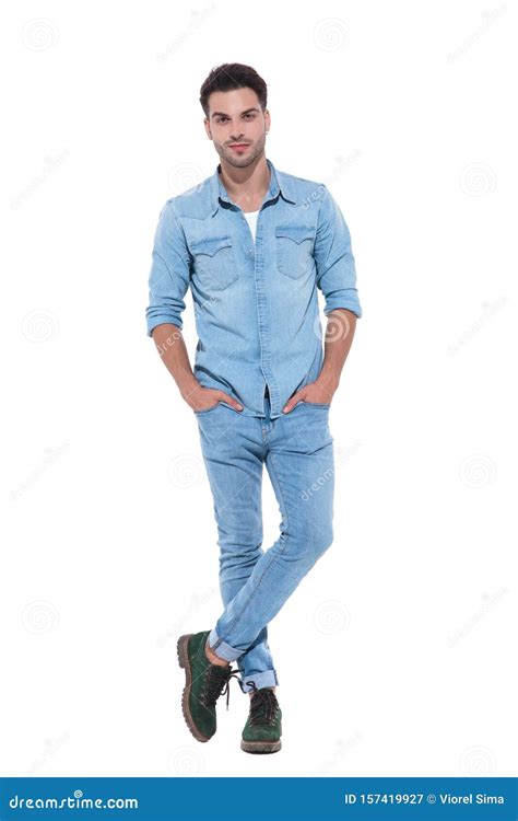 Attractive Young Man Posing With Hands In His Pockets Stock Image Image Of Length Fashion