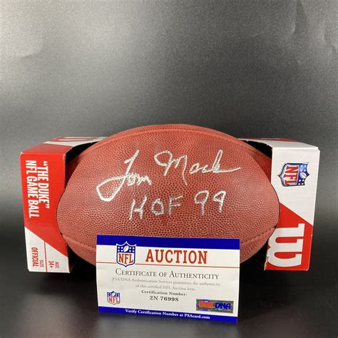Nfl Auction Hof Rams Tom Mack Signed Authentic Football With Hof