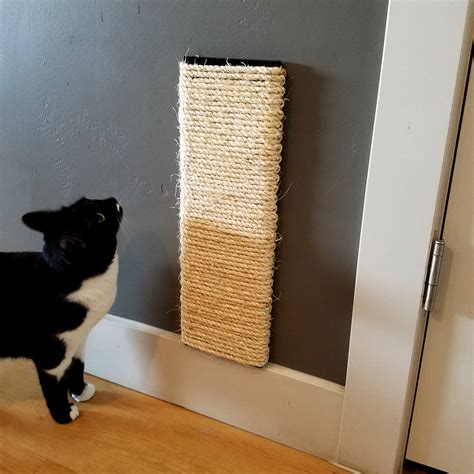 Flat Wall Mounted Cat Scratching Post 18 Inches Tall Stained Etsy