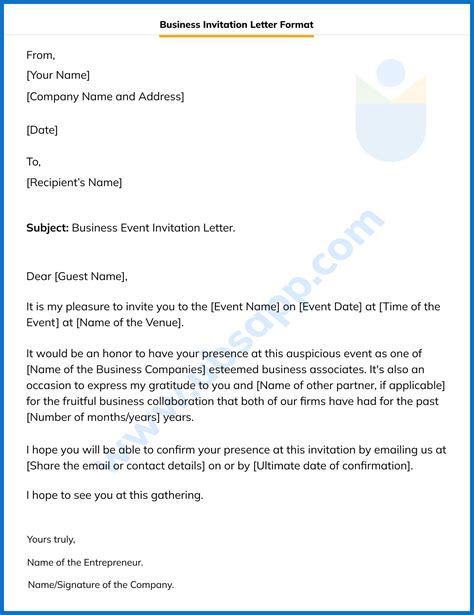 Business Event Invitation Letter Format Meaning Tips Examples And