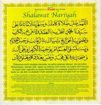 Bershalawatlah kamu untuk nabi dan ucapkanlah salam dengan penuh penghormatan kepadanya. bacaan sholawat nariyah, arab, latin dan artinya. SALAM 4444 : "ATTUNEMENT SHOLAWAT NARIYAH 4.444" - NAQSDNA.com